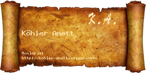 Köhler Anett névjegykártya