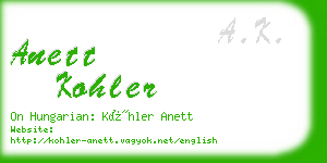 anett kohler business card